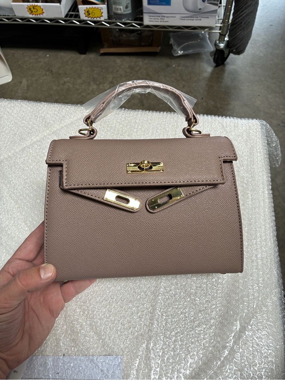 NEW Top-Handle Satchel Handbag in Taupe